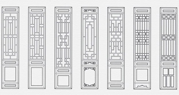 天安乡常用中式仿古花窗图案隔断设计图